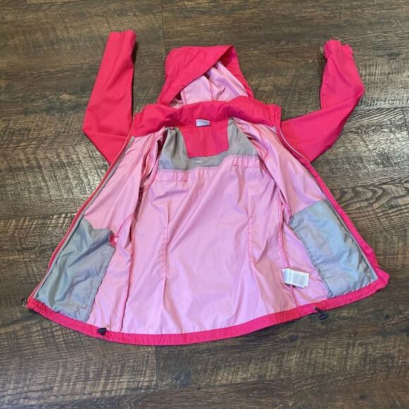 Columbia Jacket Windbreaker Full Zip Stowaway Hood Lightweight Pink Size Small - Picture 6 of 14
